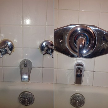 Before and After Shower Handle Cosmetic Upgrade and Code Upgrade